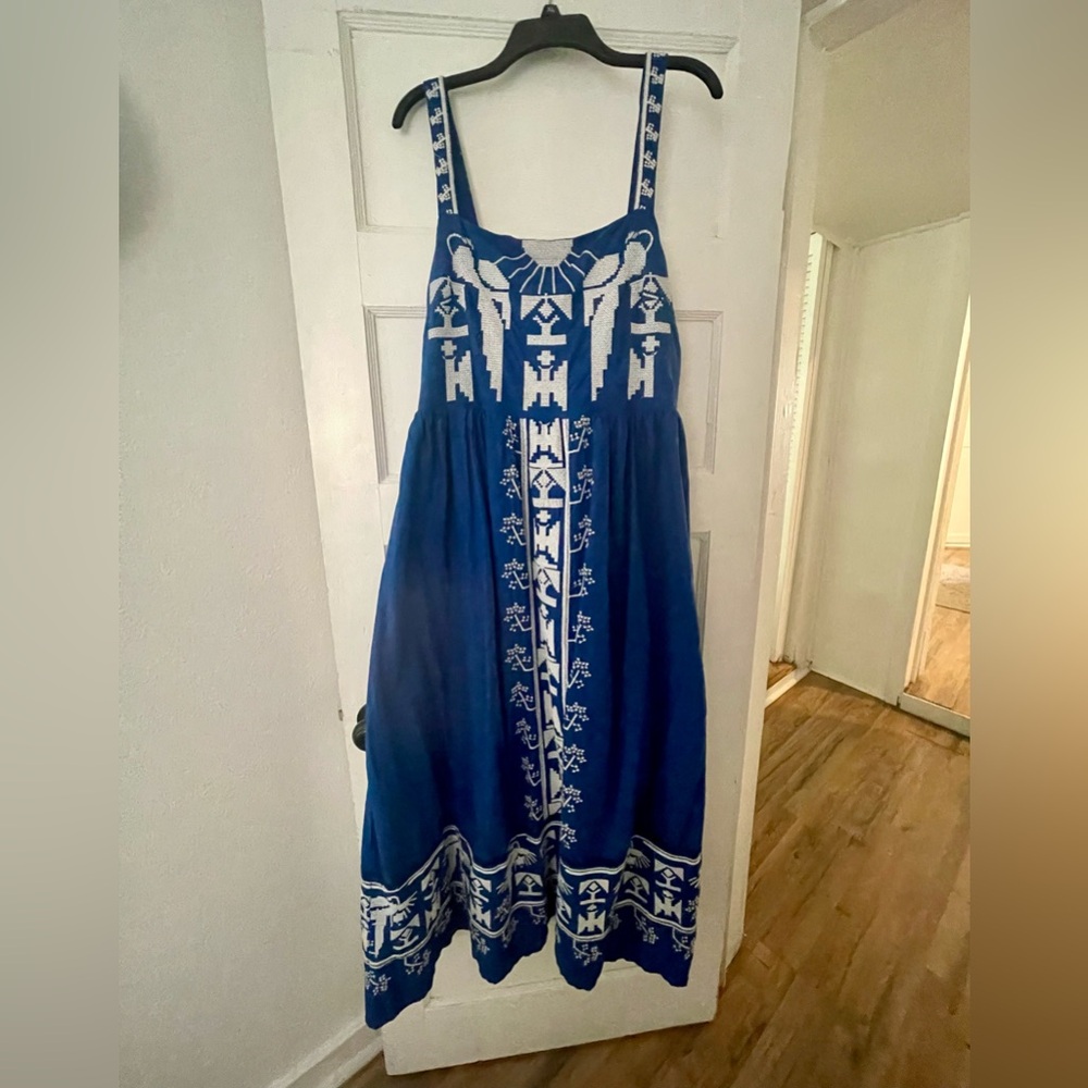 Farm Rio Blue Macaw Embroidered Bow Dress - Picture 6 of 13